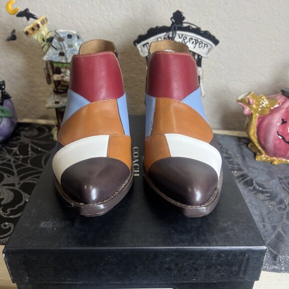 COACH Womens Multicolor Patchwork BANDIT Ankle Booties Boots Sz 7B New Bag Box - Picture 2 of 15